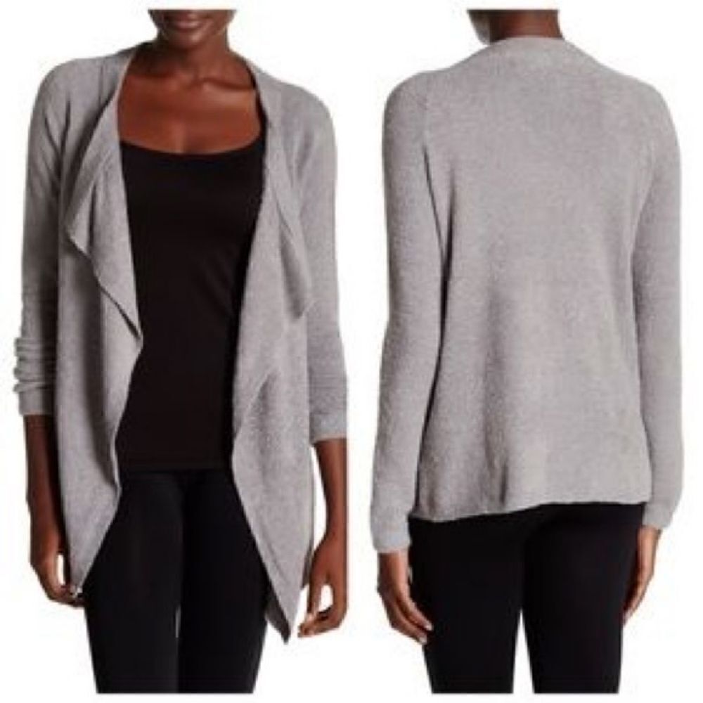 BAREFOOT DREAMS 433 Bamboo Chic Lite One Mile Cardigan Sweater Size XS/S Gray.A